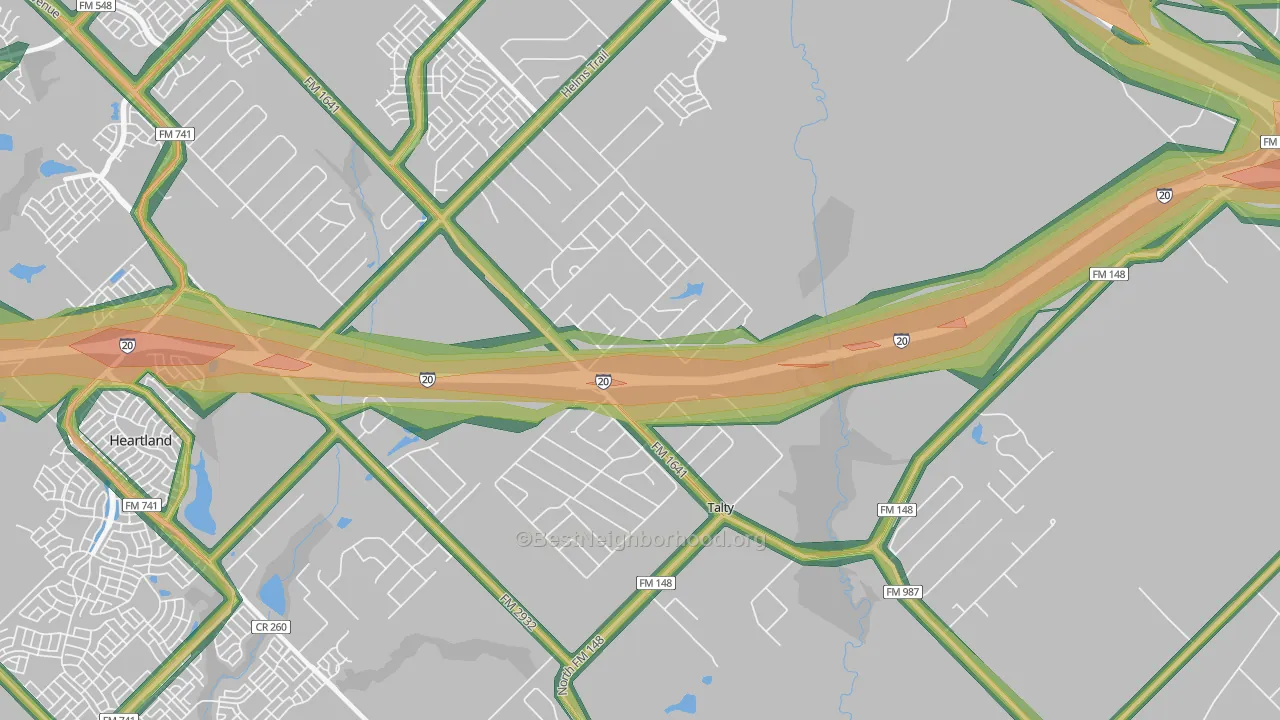 Talty, TX Map of Noise Levels in Talty