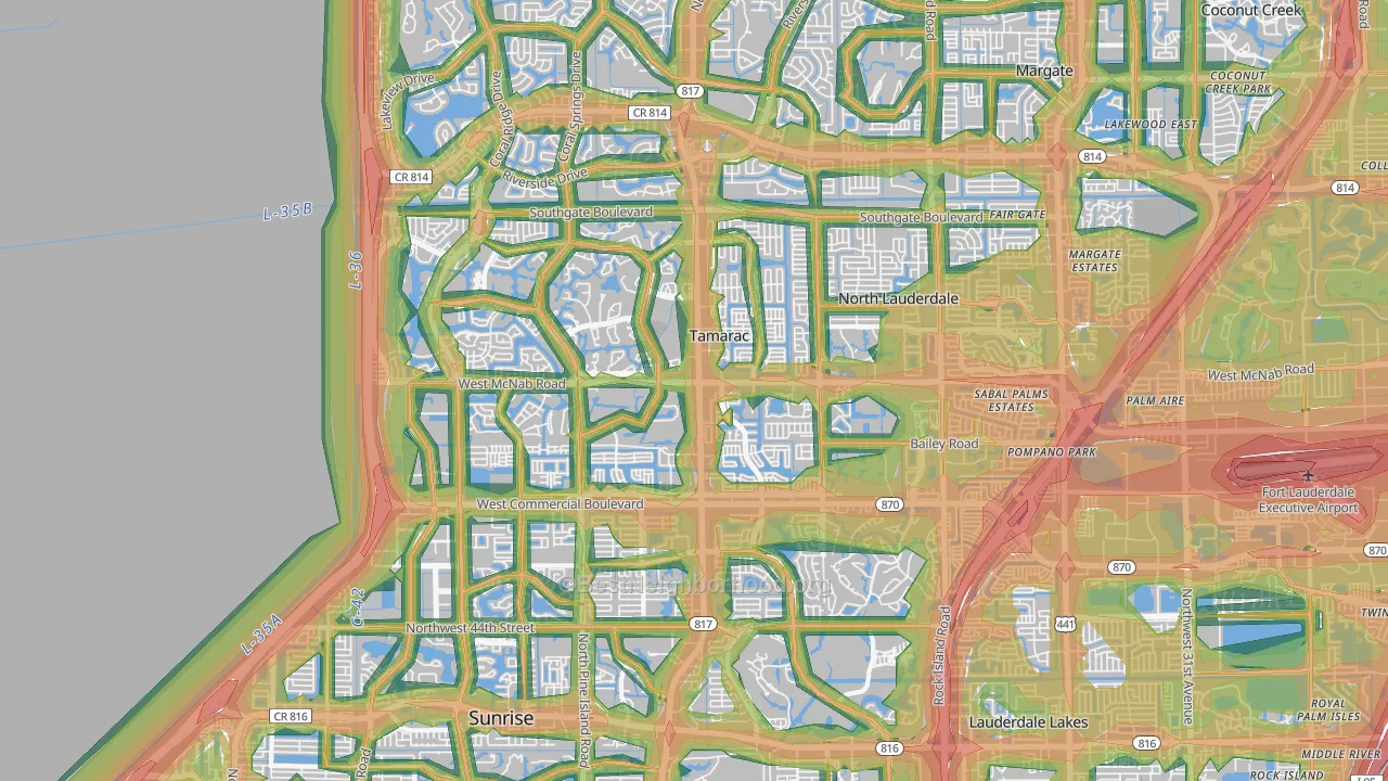Tamarac, FL Map of Noise Levels in Tamarac