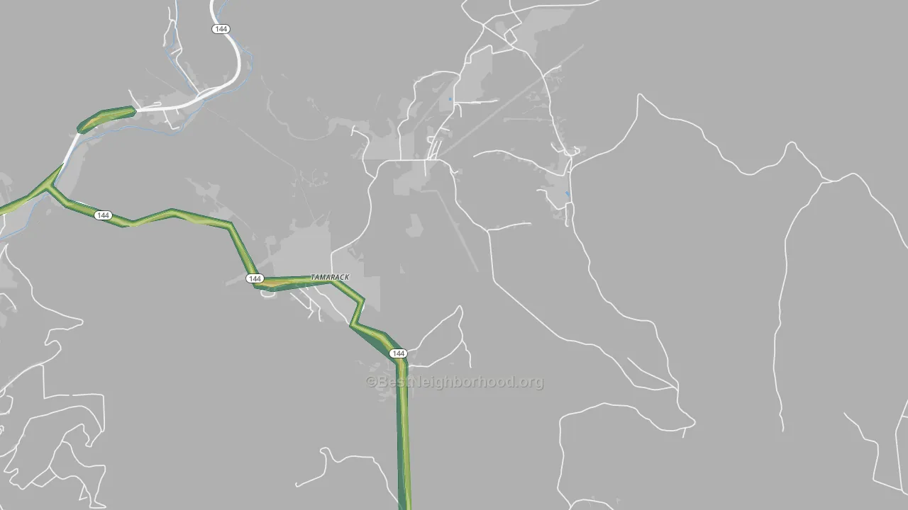 Tamarack, PA Map of Noise Levels in Tamarack