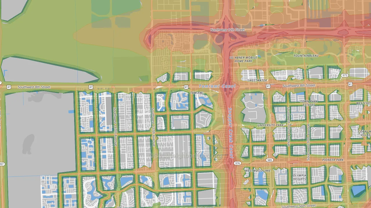 Tamiami, FL Map of Noise Levels in Tamiami