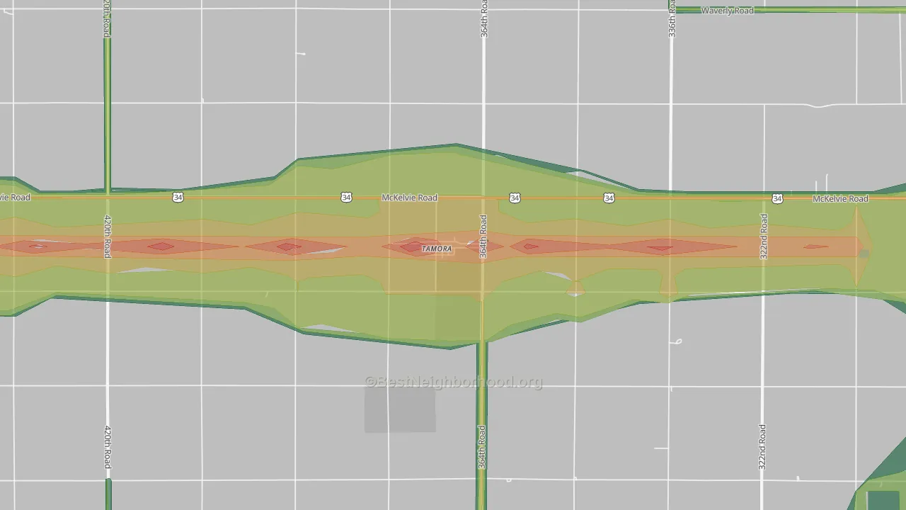 Tamora, NE Map of Noise Levels in Tamora