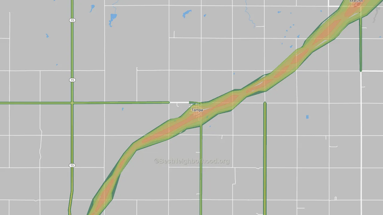 Tampa, KS Map of Noise Levels in Tampa
