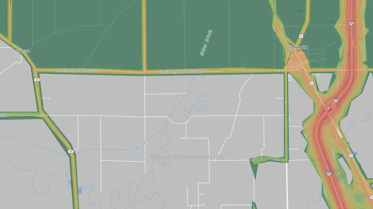 Tampico, IN Map of Noise Levels in Tampico
