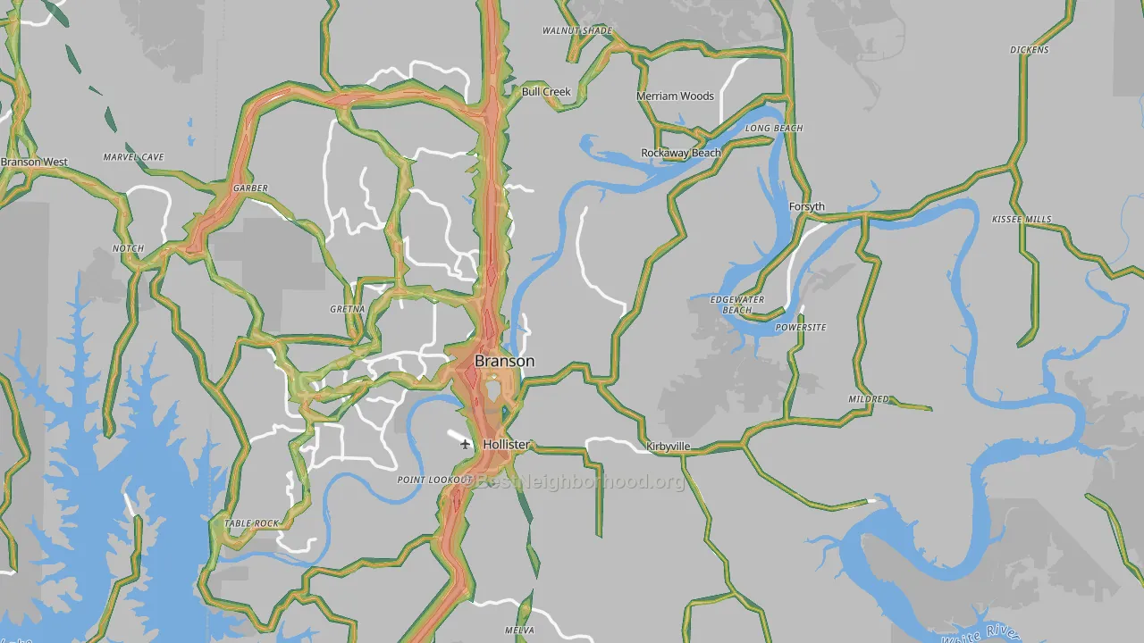 Taney County, MO Map of Noise Levels in Taney County