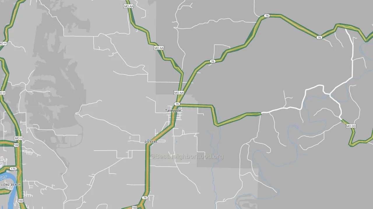 Taneyville, MO Map of Noise Levels in Taneyville