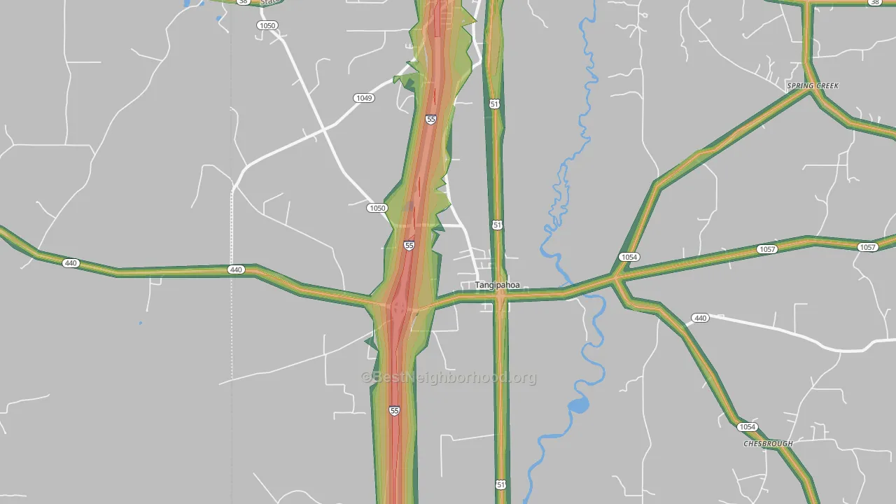Tangipahoa, LA Map of Noise Levels in Tangipahoa