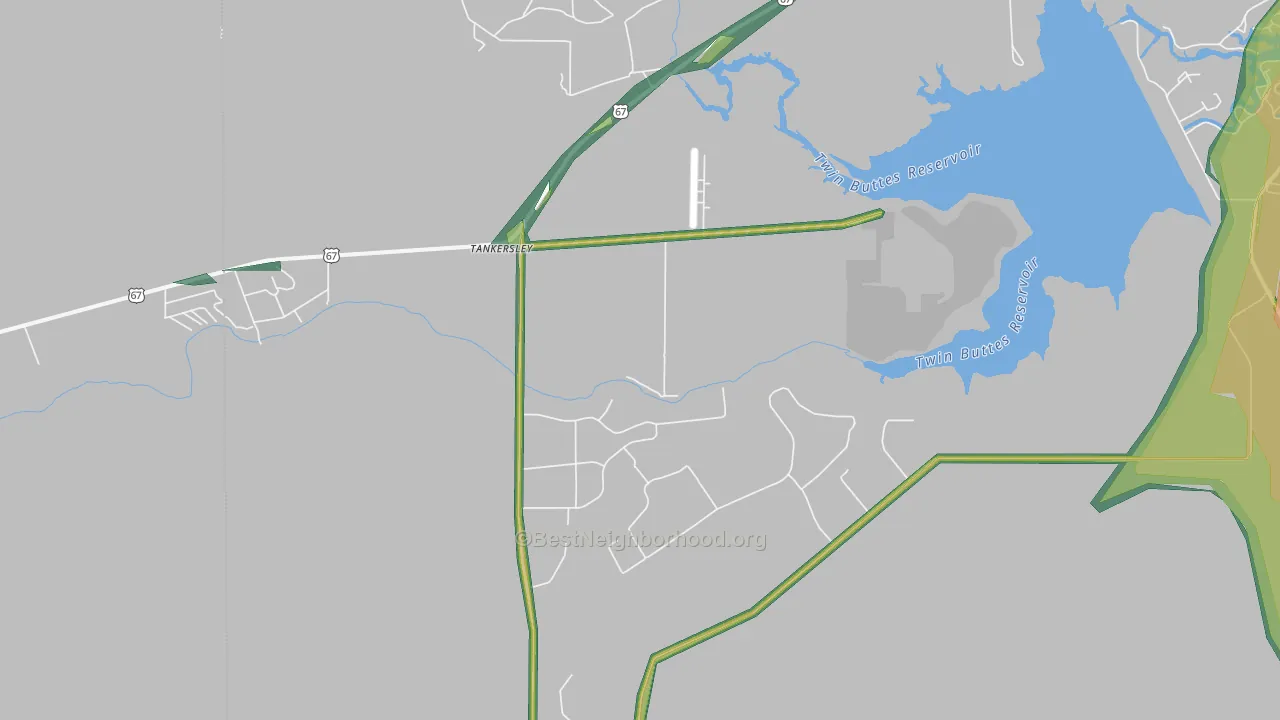 Tankersley, TX Map of Noise Levels in Tankersley