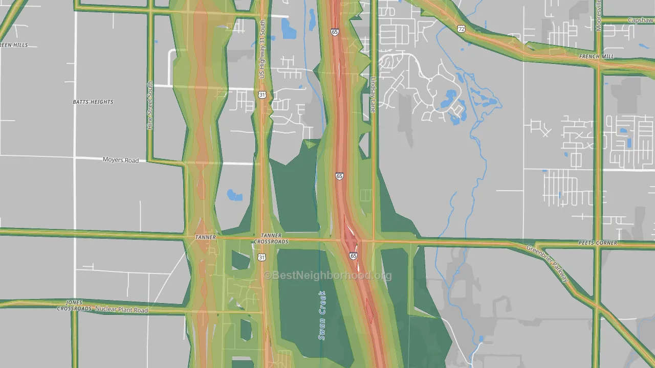 Tanner Crossroads, AL Map of Noise Levels in Tanner Crossroads