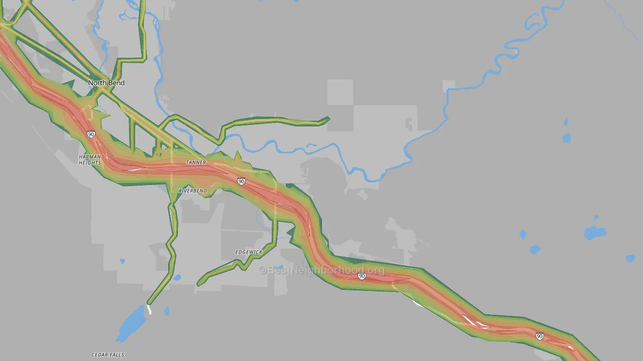 Tanner, WA Map of Noise Levels in Tanner