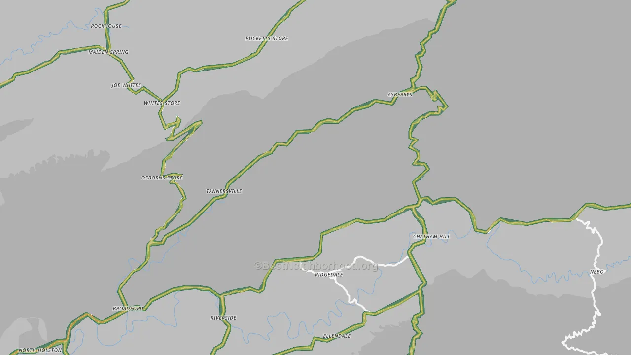 Tannersville, VA Map of Noise Levels in Tannersville