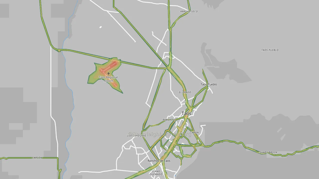 Taos County, NM Map of Noise Levels in Taos County