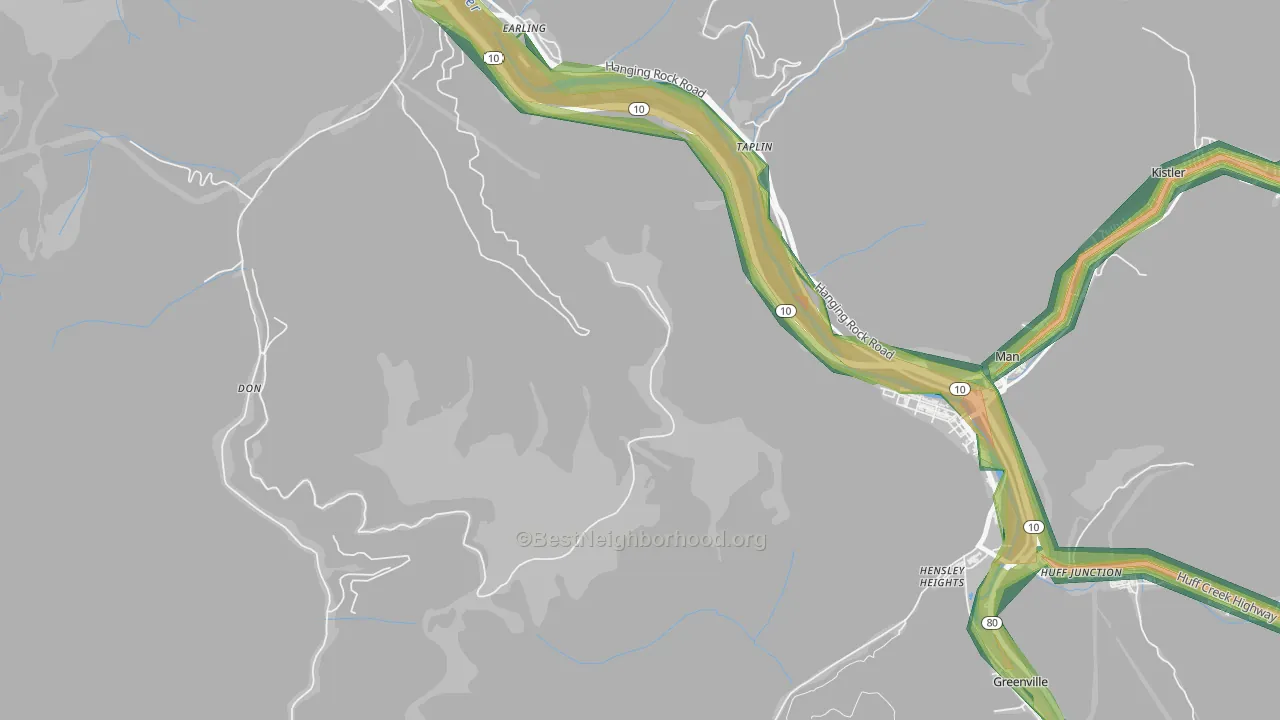 Taplin, WV Map of Noise Levels in Taplin