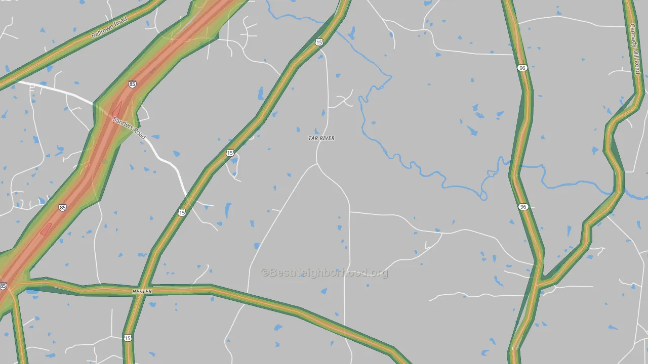 Tar River, NC Map of Noise Levels in Tar River