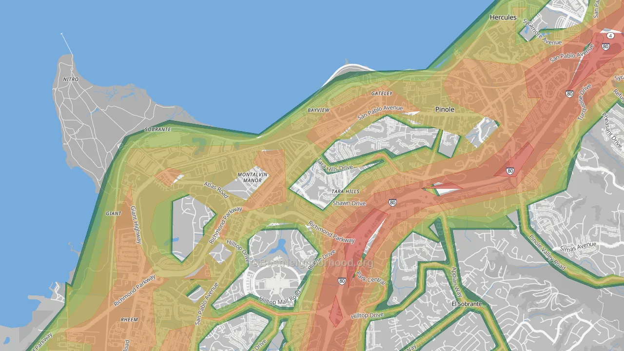 Tara Hills, San Pablo, CA Map of Noise Levels in Tara Hills