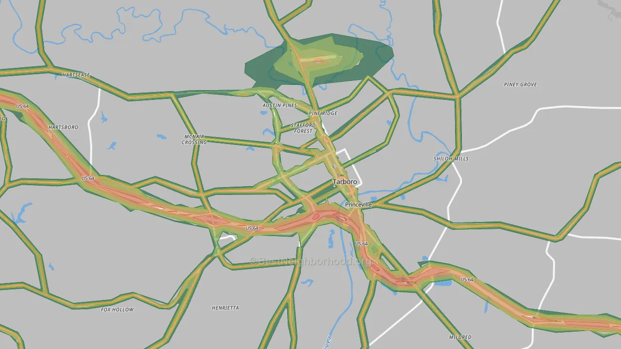 Tarboro, NC Map of Noise Levels in Tarboro