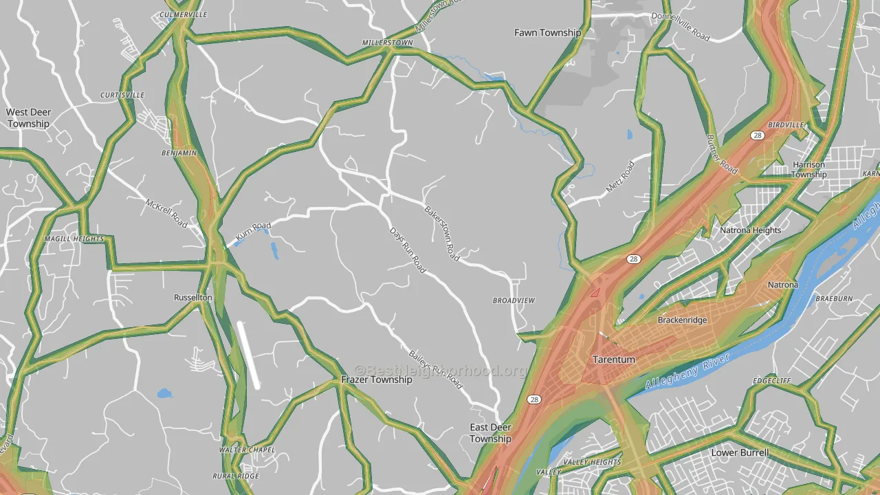 Tarentum, PA Map of Noise Levels in Tarentum