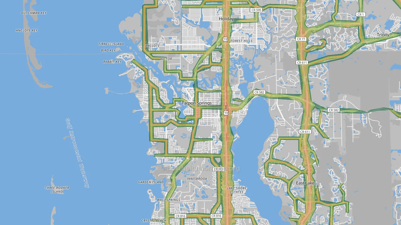 Tarpon Springs, FL Map of Noise Levels in Tarpon Springs