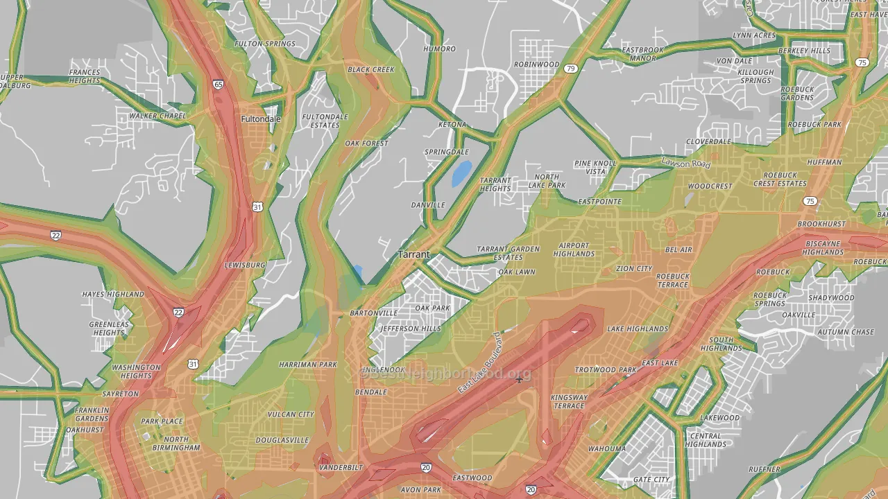 Tarrant, AL Map of Noise Levels in Tarrant