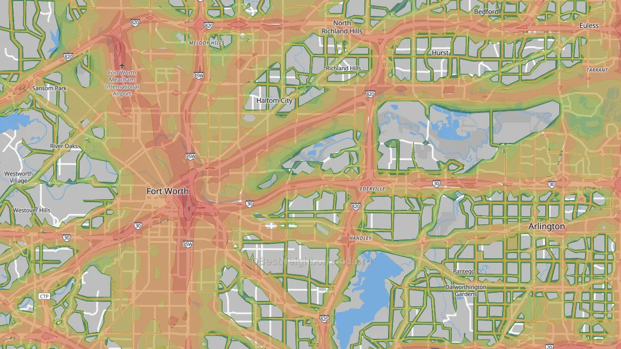 Tarrant County, TX Map of Noise Levels in Tarrant County