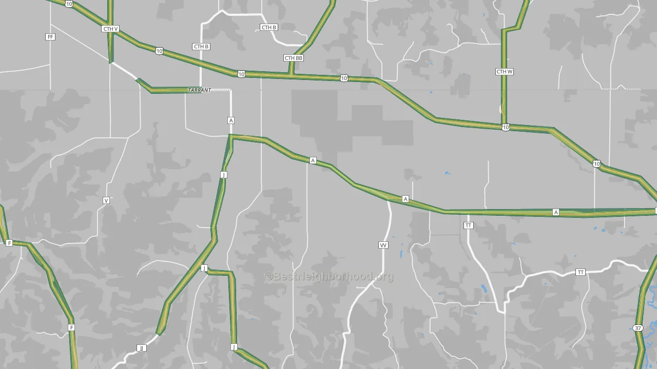 Tarrant, WI Map of Noise Levels in Tarrant
