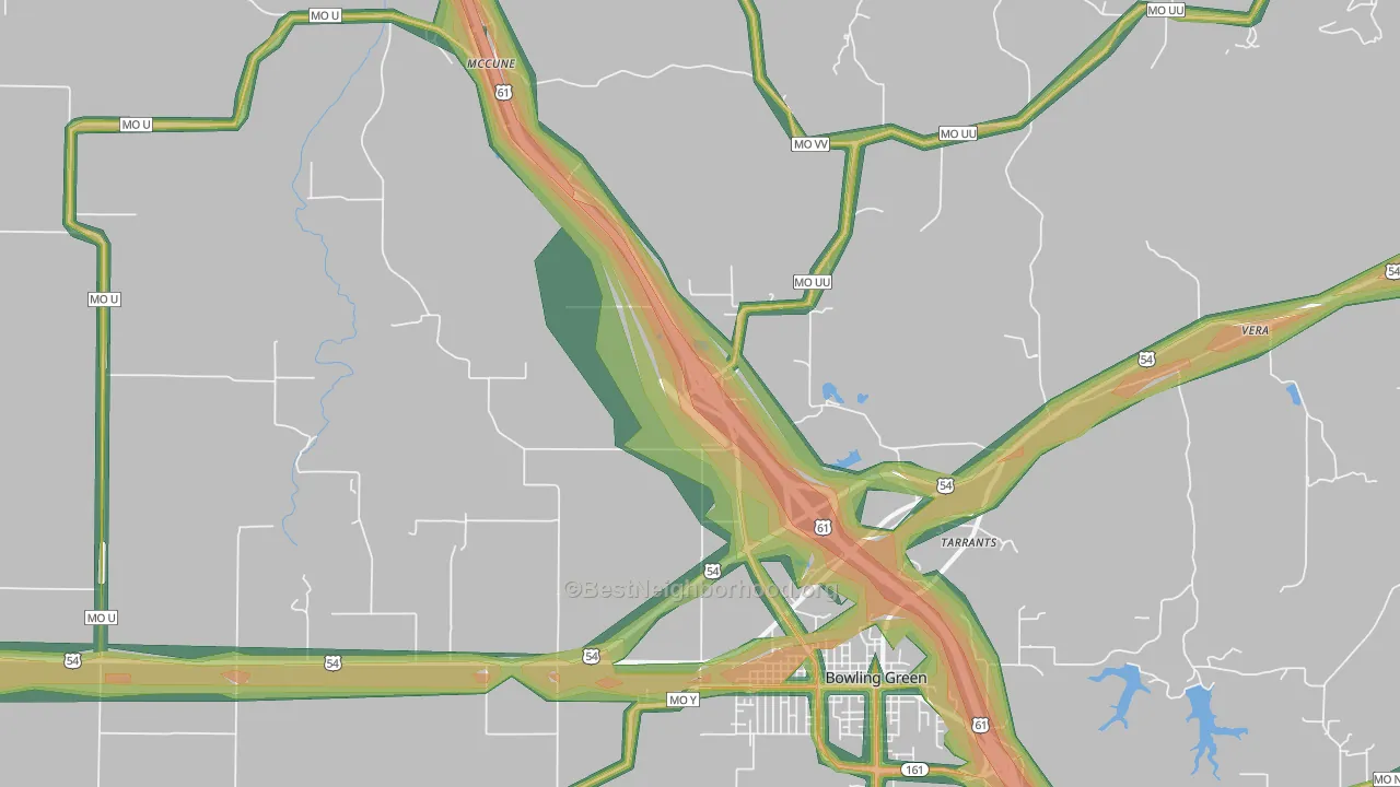 Tarrants, MO Map of Noise Levels in Tarrants