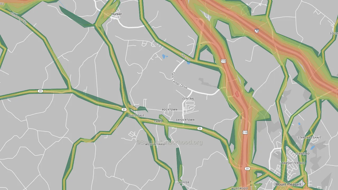 Tarrs, PA Map of Noise Levels in Tarrs