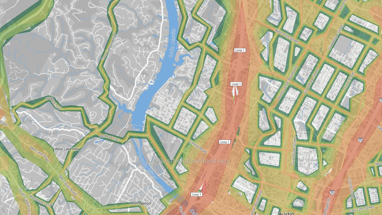 Tarrytown, Austin, TX Map of Noise Levels in Tarrytown