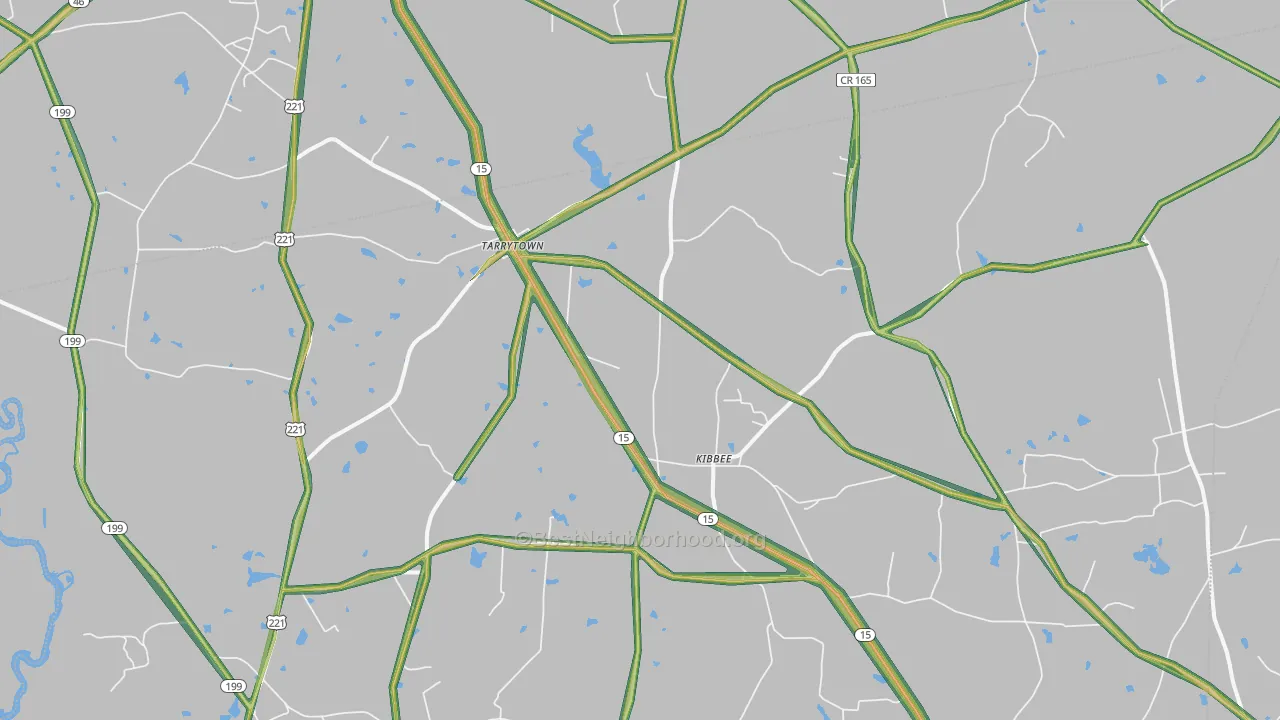 Tarrytown, GA Map of Noise Levels in Tarrytown
