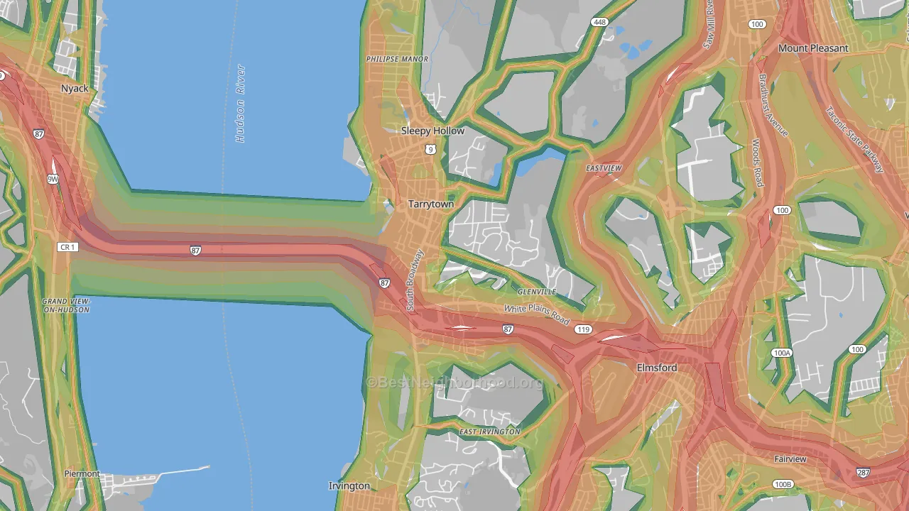 Tarrytown, NY Map of Noise Levels in Tarrytown