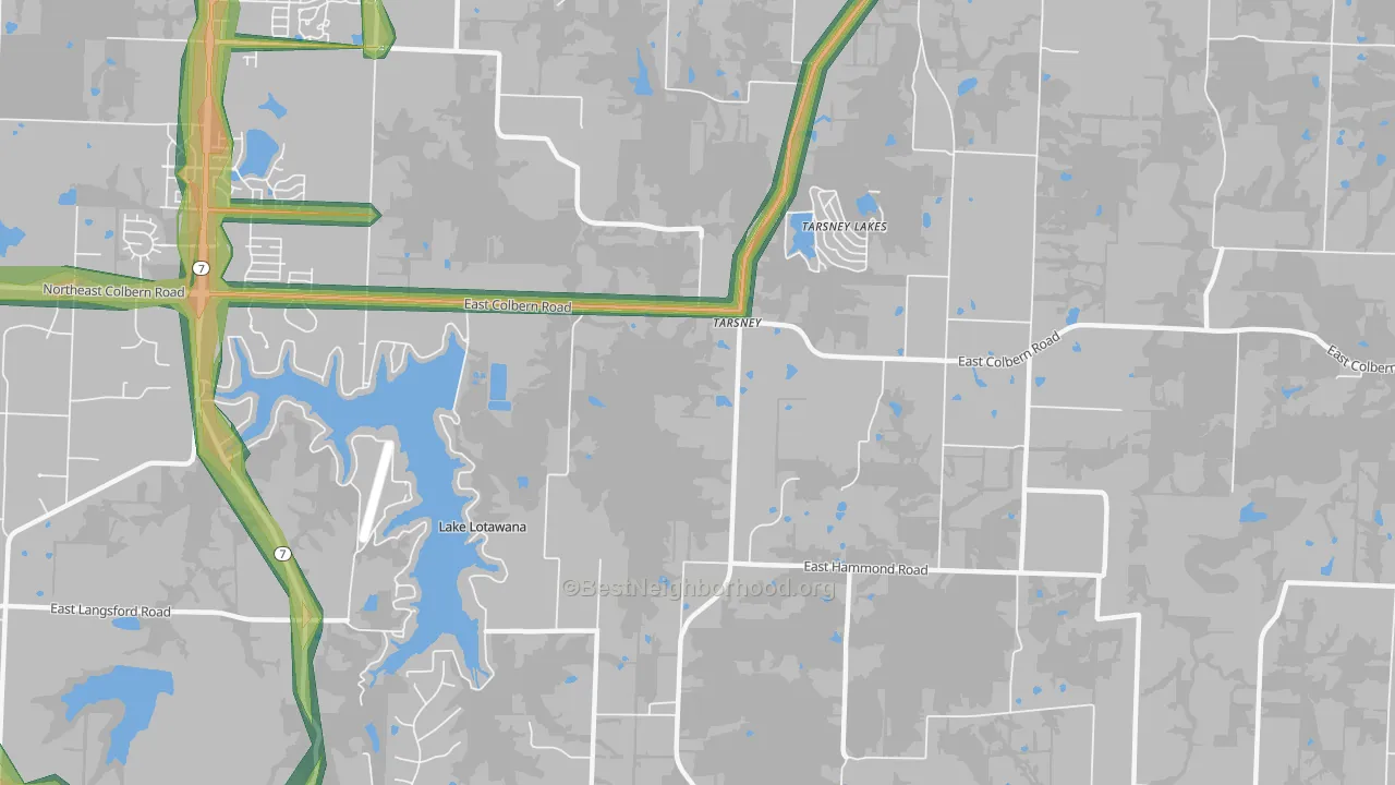 Tarsney Lakes, MO Map of Noise Levels in Tarsney Lakes