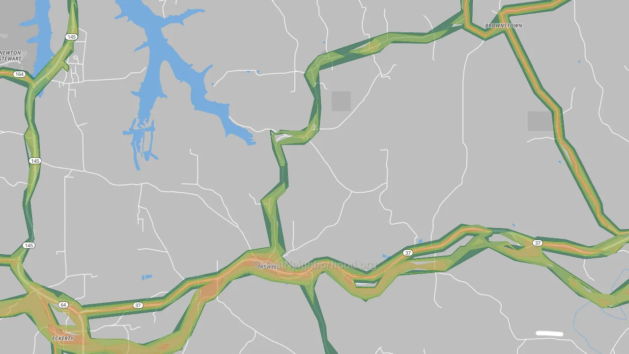 Taswell, IN Map of Noise Levels in Taswell