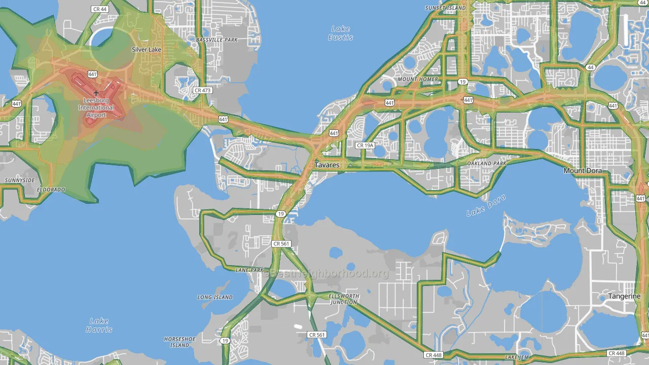 Tavares, FL Map of Noise Levels in Tavares