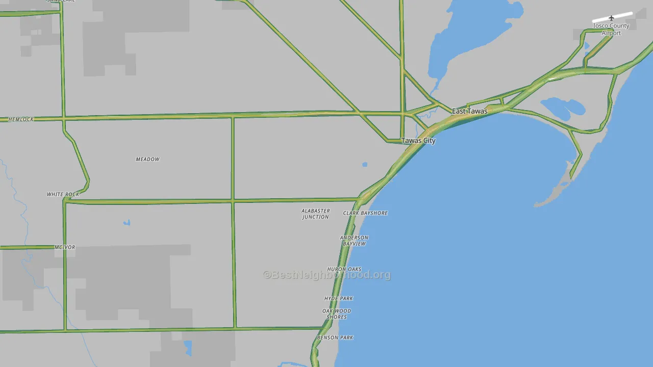 Tawas City, MI Map of Noise Levels in Tawas City