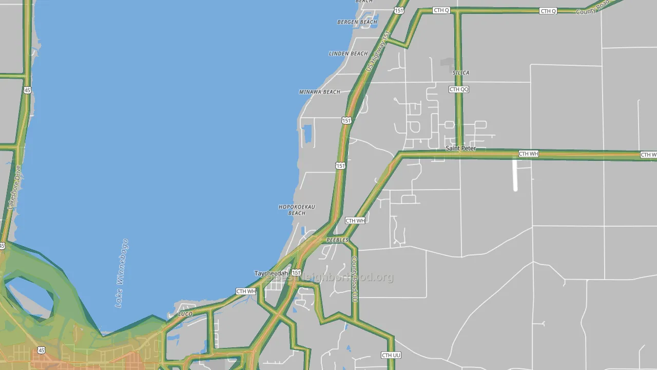 Taycheedah, WI Map of Noise Levels in Taycheedah