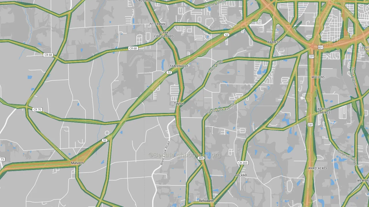 Taylor, AL Map of Noise Levels in Taylor