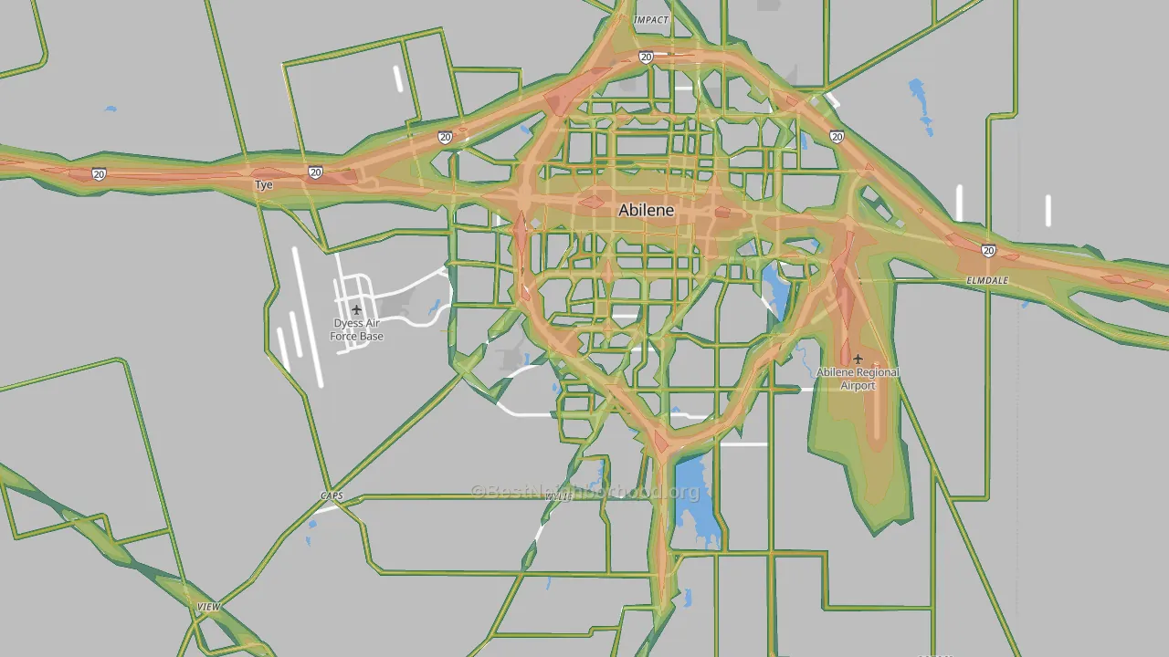 Taylor County, TX Map of Noise Levels in Taylor County