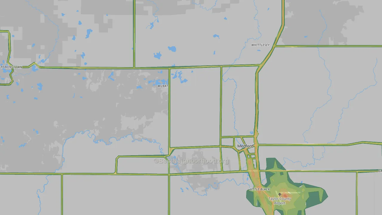 Taylor County, WI Map of Noise Levels in Taylor County