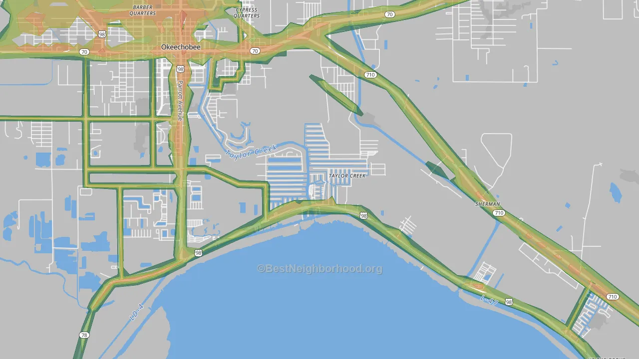 Taylor Creek, FL Map of Noise Levels in Taylor Creek