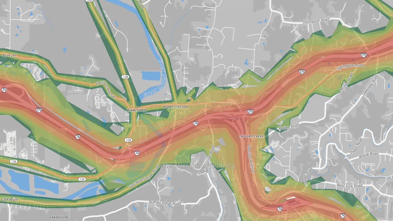Taylor Creek, OH Map of Noise Levels in Taylor Creek