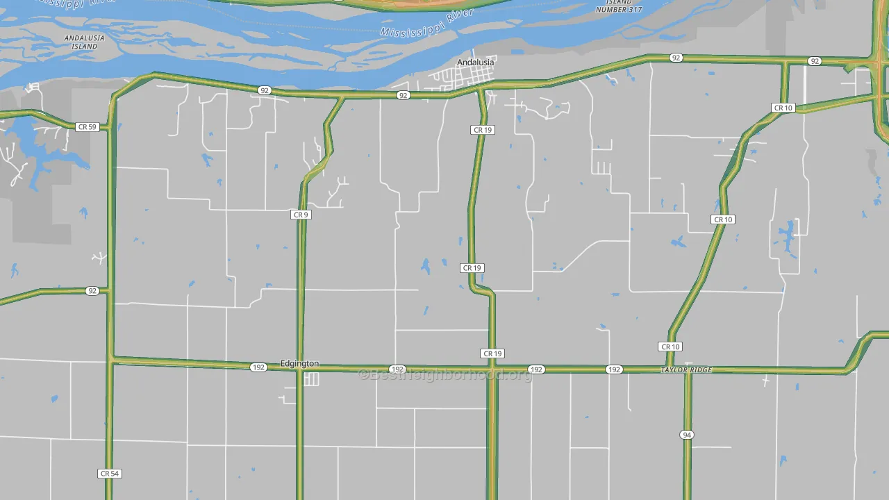 Taylor Ridge, IL Map of Noise Levels in Taylor Ridge