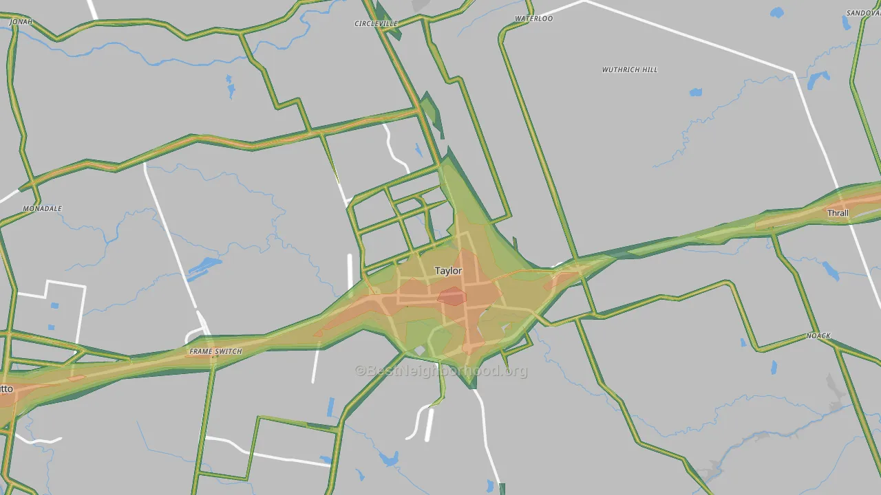 Taylor, TX Map of Noise Levels in Taylor