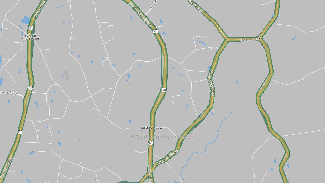 Taylors Bridge, NC Map of Noise Levels in Taylors Bridge