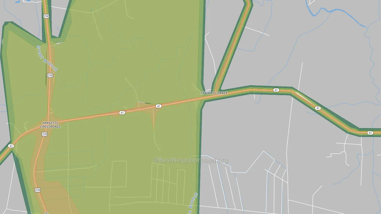 Taylors Corner, NC Map of Noise Levels in Taylors Corner