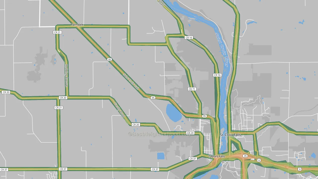 Taylors Falls, MN Map of Noise Levels in Taylors Falls