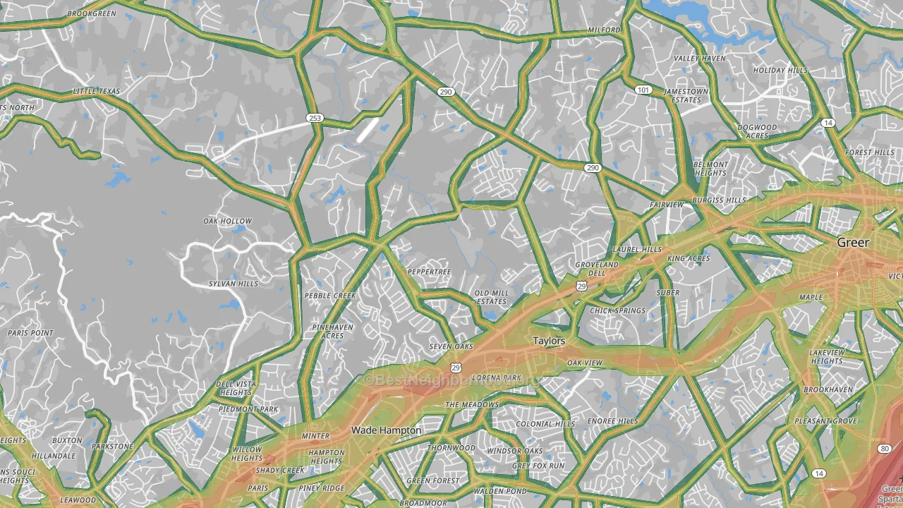 Taylors, SC Map of Noise Levels in Taylors