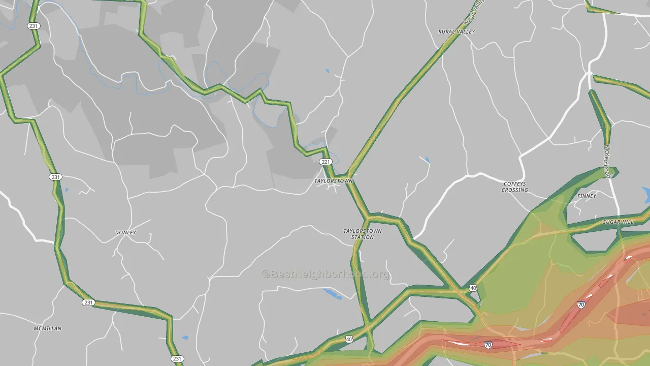 Taylorstown, PA Map of Noise Levels in Taylorstown