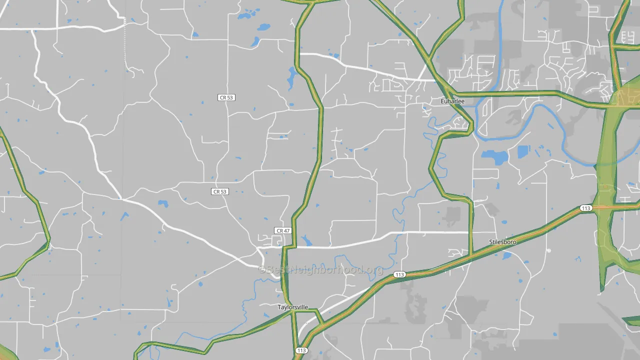 Taylorsville, GA Map of Noise Levels in Taylorsville