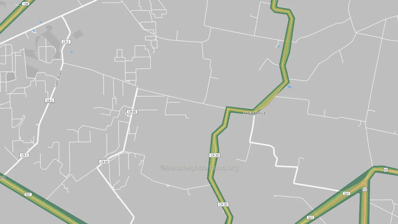 Taylorsville, OH Map of Noise Levels in Taylorsville