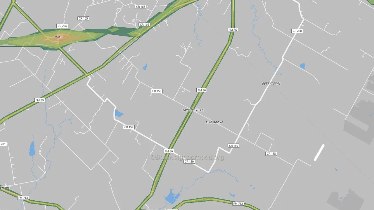 Taylorsville, TX Map of Noise Levels in Taylorsville
