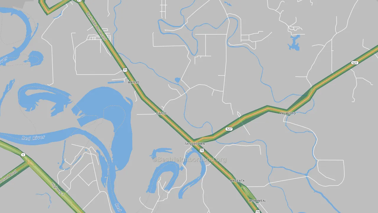 Taylortown, LA Map of Noise Levels in Taylortown